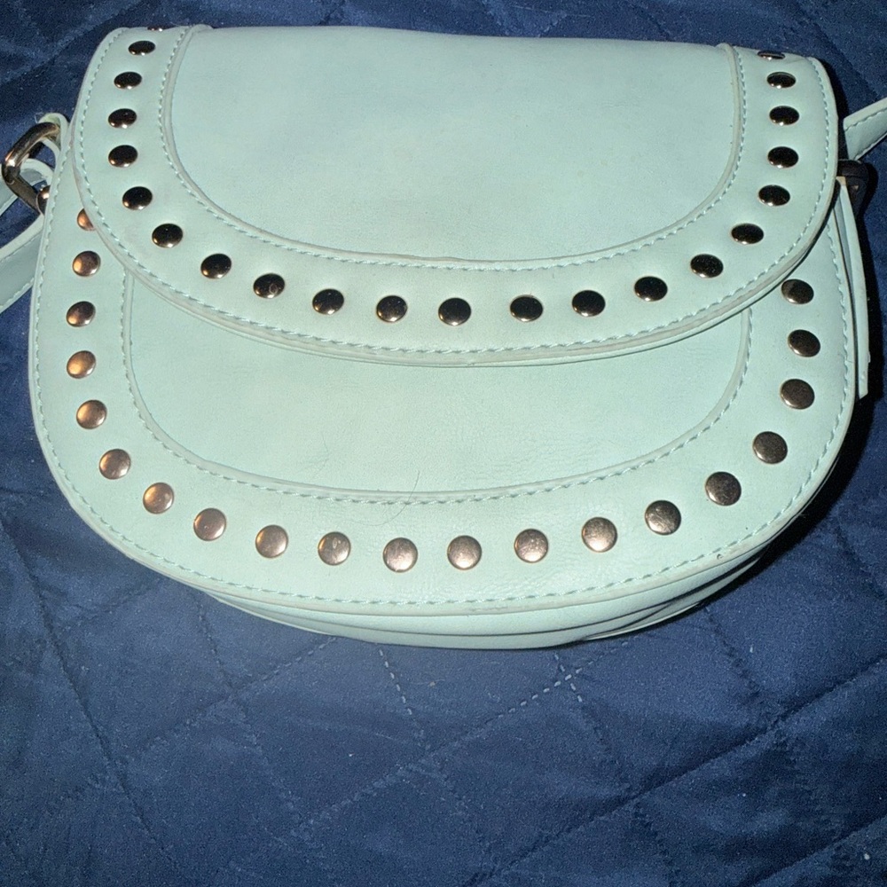 Cato mint green studded saddle crossbody bag
